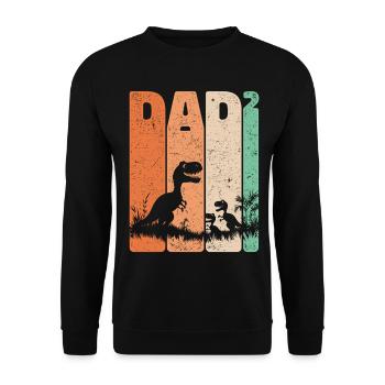 Dad Hoch 2 Dino Zwei Kinder Vatertag Geschenk - Unisex Pullover - Schwarz - Vorne - Alina (178cm) & Michal (187cm)