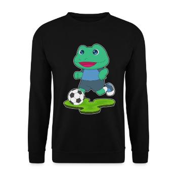 Frosch Fußballspieler Fußball - Unisex Pullover - Schwarz - Vorne - Alina (178cm) & Michal (187cm)