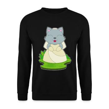 Katze Braut Schleier Hochzeit - Unisex Pullover - Schwarz - Vorne - Alina (178cm) & Michal (187cm)