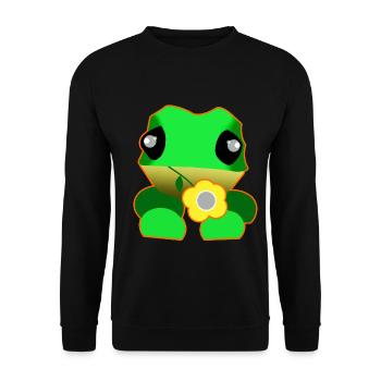 Cute frog with flower - Unisex Sweatshirt - black - Front - Alina (178cm) & Michal (187cm)