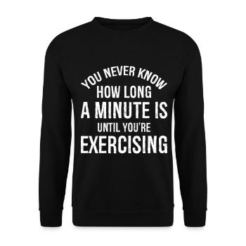you never know how long a minute is until you're - Unisex Pullover - Schwarz - Vorne - Alina (178cm) & Michal (187cm)