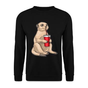 Erdmännchen Becher to go - Unisex Pullover - Schwarz - Vorne - Alina (178cm) & Michal (187cm)