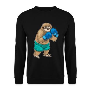 Faultier Boxer Boxhandschuhe Boxen - Unisex Pullover - Schwarz - Vorne - Alina (178cm) & Michal (187cm)