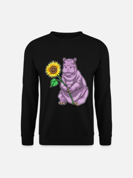 Hippopotame Tournesol - Sweat-shirt Unisexe - noir