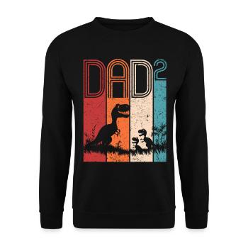 Papa Von Zwei Kindern Tyrannosaurus Rex Vatertag - Unisex Pullover - Schwarz - Vorne - Alina (178cm) & Michal (187cm)