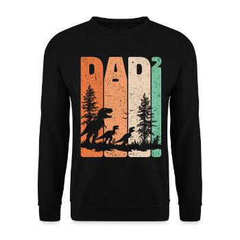 Tyrannosaurus Rex Design Dad High 2 Fathers Gift - Unisex Sweatshirt - black - Front - Alina (178cm) & Michal (187cm)