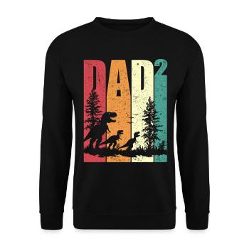 Dino Dad High Two Dad Two Children Father's Day - Unisex Sweatshirt - black - Front - Alina (178cm) & Michal (187cm)
