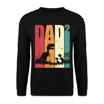 Papa Hoch Zwei Tyrannosaurus Rex Geschenk Vatertag - Unisex Pullover - Schwarz - Vorne - Alina (178cm) & Michal (187cm)