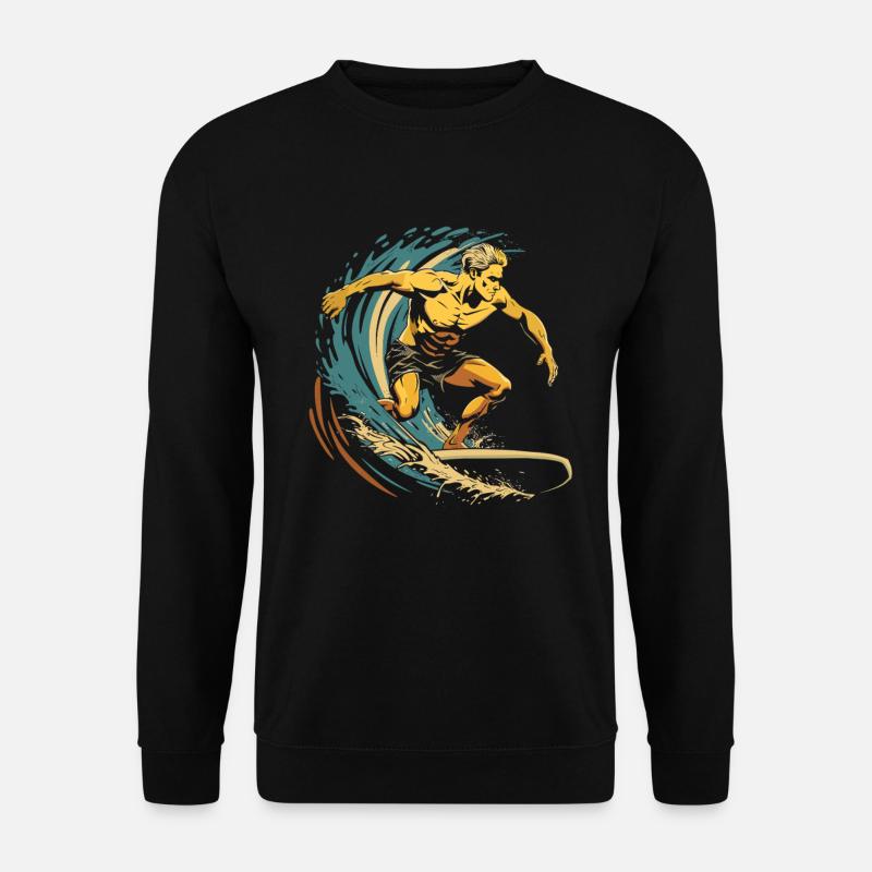 Surfer Grafik - Unisex Pullover - Schwarz