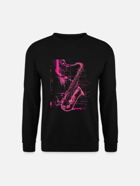 Saxophonist Skizze - Unisex Pullover - Schwarz