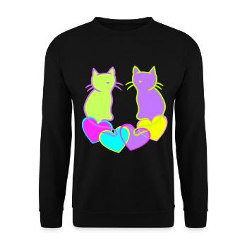 Retro Cats Cat Valentine Heart Hearts Vintage - Unisex Sweatshirt - black - Front - Alina (178cm) & Michal (187cm)