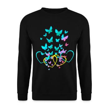 Retro Heart Hearts Butterflies Spring Valentine - Unisex Sweatshirt - black - Front - Alina (178cm) & Michal (187cm)