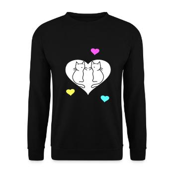 Chats Rétro Chat Saint-Valentin Coeur Coeurs Vintage - Sweat-shirt Unisexe - noir - Devant - Alina (178cm) & Michal (187cm)