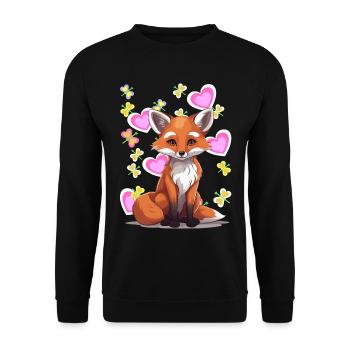 Renard Renards Enfant Enfants Coeur Rétro Années 80 - Sweat-shirt Unisexe - noir - Devant - Alina (178cm) & Michal (187cm)
