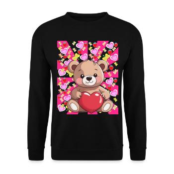 Retro Teddy Heart Hearts Vintage Bear Child Summer - Unisex Sweatshirt - black - Front - Alina (178cm) & Michal (187cm)