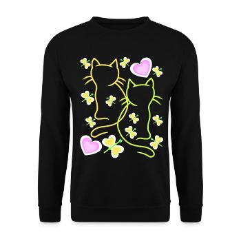 Retro Cats Cat Kitten Vintage Hearts Child - Unisex Sweatshirt - black - Front - Alina (178cm) & Michal (187cm)