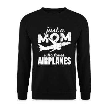 Maman qui adore les avions - Sweat-shirt Unisexe - noir - Devant - Alina (178cm) & Michal (187cm)