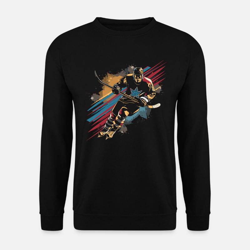 Eishockeyspieler Grafik - Unisex Pullover - Schwarz