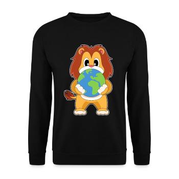 Löwe Erdkugel - Unisex Pullover - Schwarz - Vorne - Alina (178cm) & Michal (187cm)