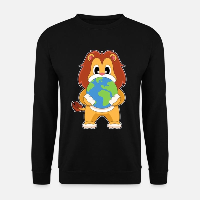 Lion Earth Globe - Unisex Sweatshirt - black