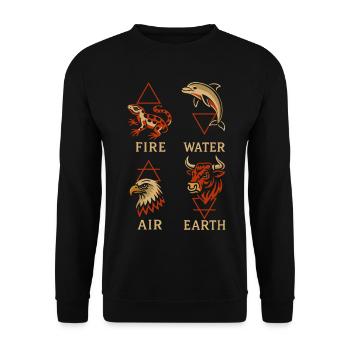 Alchemistische Tiersymbole | Kunst mit vier Elementen - Unisex Pullover - Schwarz - Vorne - Alina (178cm) & Michal (187cm)