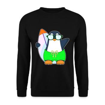 Pinguin Surfen Surfbrett Sommer - Unisex Pullover - Schwarz - Vorne - Alina (178cm) & Michal (187cm)
