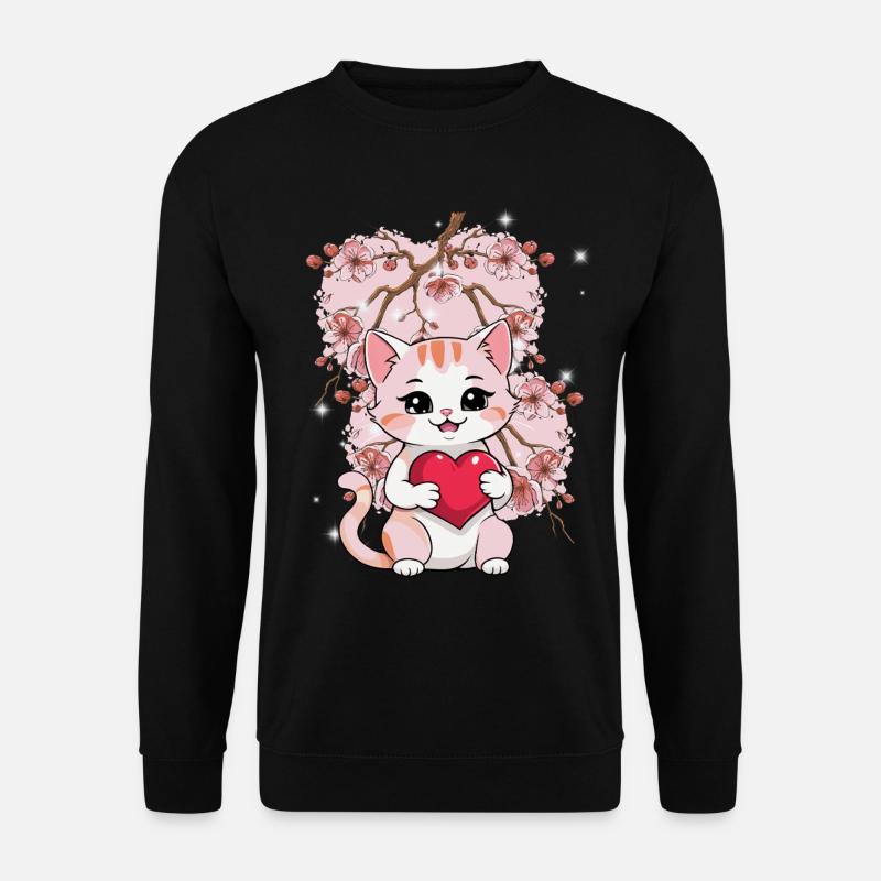 Chat Chats Chaton Coeur Saint-Valentin - Sweat-shirt Unisexe - noir