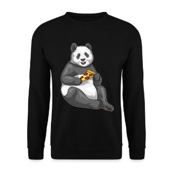 Panda Pizza - Unisex Pullover - Schwarz - Vorne - Alina (178cm) & Michal (187cm)