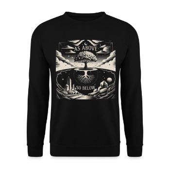 As Above So Below Tree | Hermetic Art Print - Unisex Sweatshirt - black - Front - Alina (178cm) & Michal (187cm)