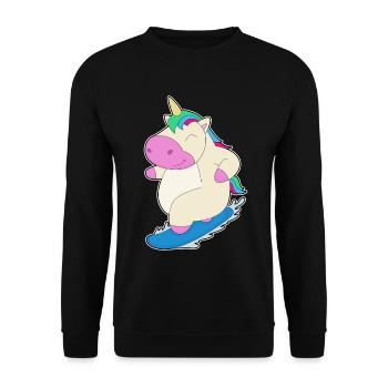 Einhorn Snowboarder Snowboard - Unisex Pullover - Schwarz - Vorne - Alina (178cm) & Michal (187cm)
