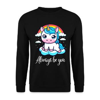 Cute Unicorn with Rainbow - Always Be You - Unisex Sweatshirt - black - Front - Alina (178cm) & Michal (187cm)