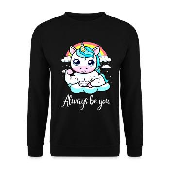 Unicorn Gym Motivation - Always Be You - Unisex Sweatshirt - black - Front - Alina (178cm) & Michal (187cm)