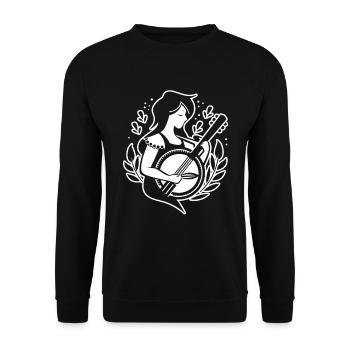 Cartoon Banjo Player - Unisex Sweatshirt - black - Front - Alina (178cm) & Michal (187cm)