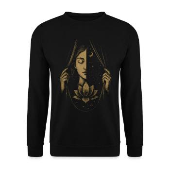 Between Worlds Cosmic Lotus Art - Unisex Sweatshirt - black - Front - Alina (178cm) & Michal (187cm)