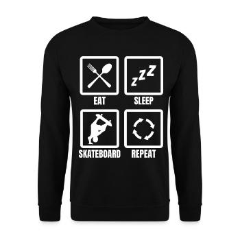 Eat Sleep Skateboard Repeat - Unisex Pullover - Schwarz - Vorne - Alina (178cm) & Michal (187cm)