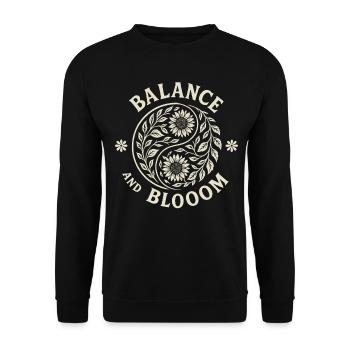 Équilibre et Blooom Floral Yin Yang Art - Sweat-shirt Unisexe - noir - Devant - Alina (178cm) & Michal (187cm)