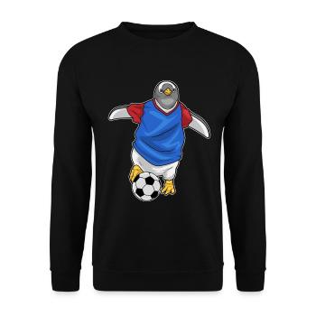 Pinguin Fußballspieler Fußball - Unisex Pullover - Schwarz - Vorne - Alina (178cm) & Michal (187cm)
