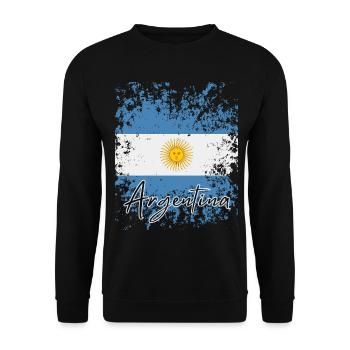 Flagge von Argentinien, Argentinischer Stolz - Unisex Pullover - Schwarz - Vorne - Alina (178cm) & Michal (187cm)