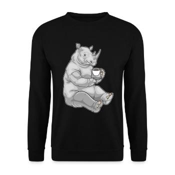 Nashorn Kaffee Tasse - Unisex Pullover - Schwarz - Vorne - Alina (178cm) & Michal (187cm)