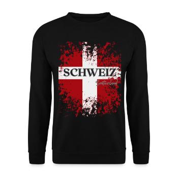 Flagge der Schweiz, Schweizer Stolz - Unisex Pullover - Schwarz - Vorne - Alina (178cm) & Michal (187cm)
