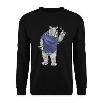 Nashorn Dart Dartpfeil - Unisex Pullover - Schwarz - Vorne - Alina (178cm) & Michal (187cm)