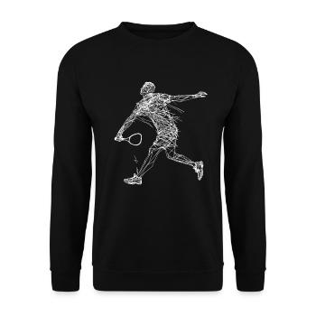Badminton Zeichnung - Unisex Pullover - Schwarz - Vorne - Alina (178cm) & Michal (187cm)