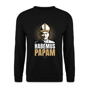 Habemus Papam 2025 Pope Portrait Pope Election Vatican - Unisex Sweatshirt - black - Front - Alina (178cm) & Michal (187cm)