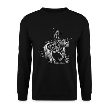 Reiterin Mädchen - Unisex Pullover - Schwarz - Vorne - Alina (178cm) & Michal (187cm)