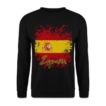 Spanischer Stolz, Flagge Spaniens - Unisex Pullover - Schwarz - Vorne - Alina (178cm) & Michal (187cm)
