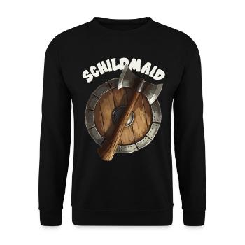 Schildmaid Wikinger Odin, Thor Asgard Schild - Unisex Pullover - Schwarz - Vorne - Alina (178cm) & Michal (187cm)