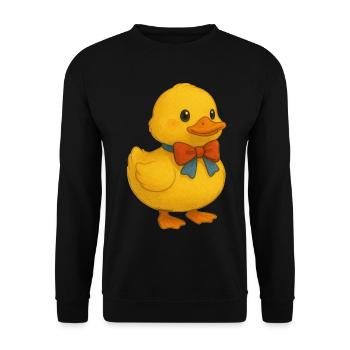 Duck with bow - Unisex Sweatshirt - black - Front - Alina (178cm) & Michal (187cm)