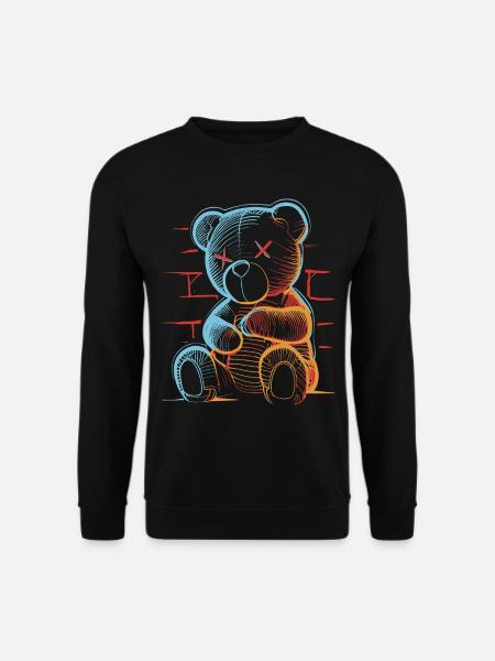 Graffiti Urban Art Teddybär Street Vibe - Unisex Pullover - Schwarz