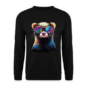 Furet Furet Putois Martre Belette Mignon Furet - Sweat-shirt Unisexe - noir - Devant - Alina (178cm) & Michal (187cm)