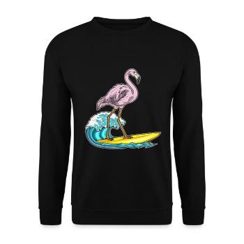 Été de surf sur planche de surf au flamant rose - Sweat-shirt Unisexe - noir - Devant - Alina (178cm) & Michal (187cm)
